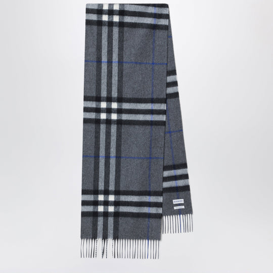 Check Cashmere Scarf In Marlborough Grey