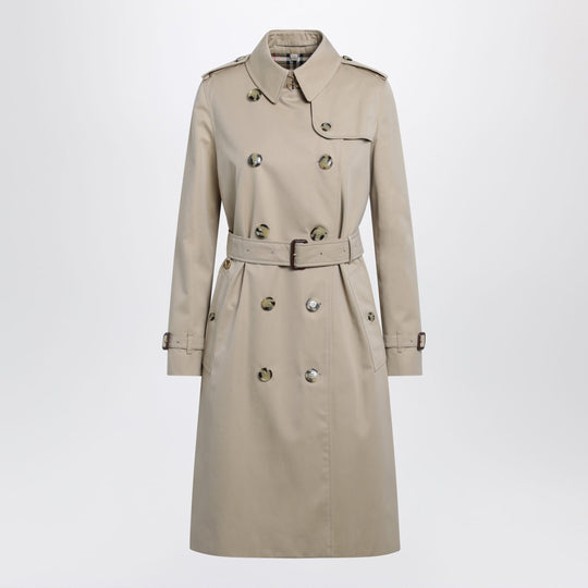 Long Kensington Heritage Cotton Trench Coat In Honey