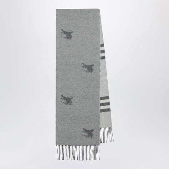 Reversible Check Cashmere Scarf With Ekd In Grey