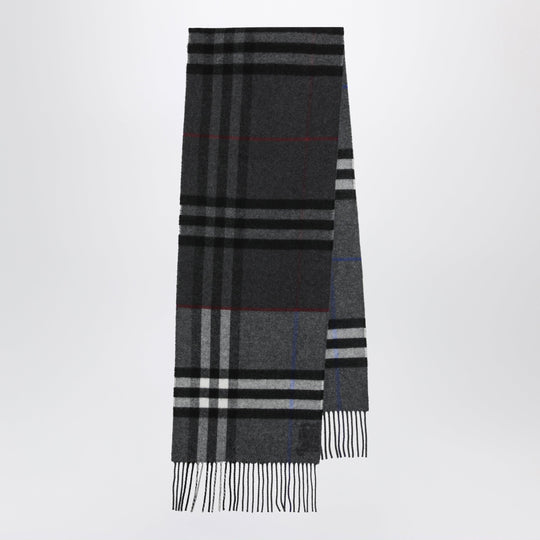 Reversible Check Cashmere Scarf In Grey