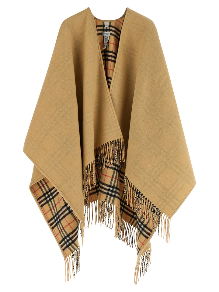 Burberry Check Wool Reversible Cape Capes - Beige | e5a3d5b2893e583f4d0a7092c8e081397614f903