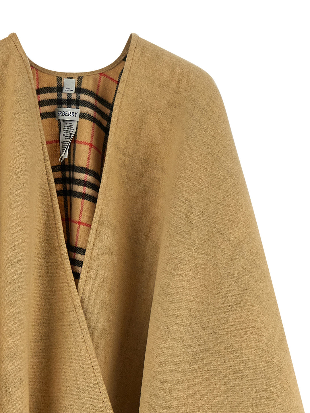 Burberry Check Wool Reversible Cape Capes - Beige | 6fbc4ac7dcc681284d2acba165bbe0598454ce41