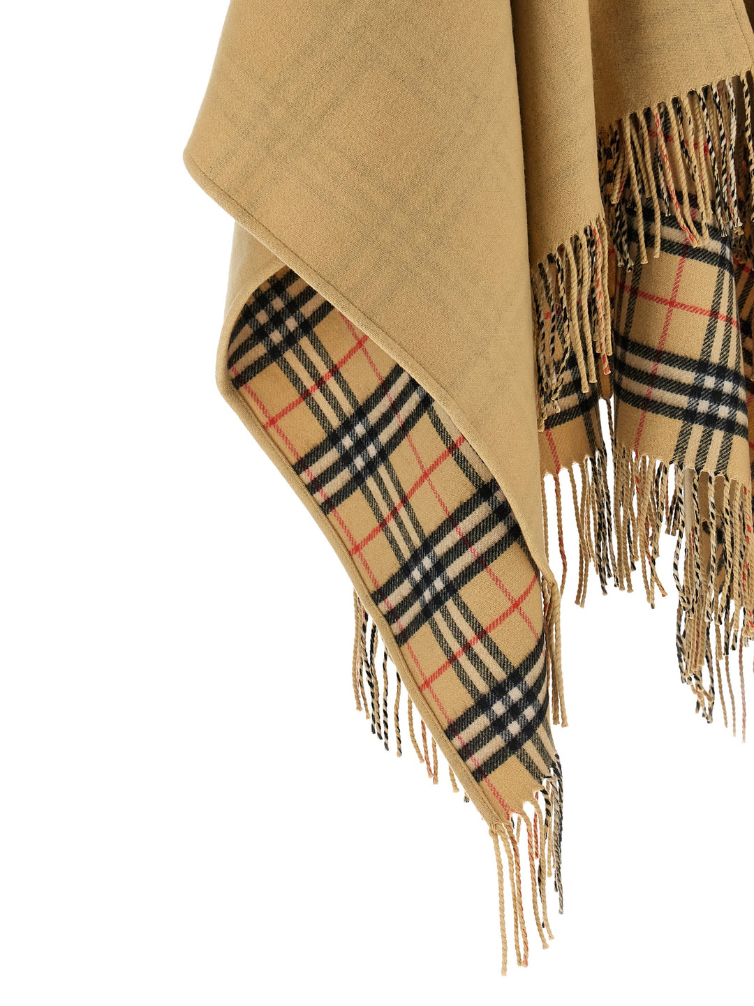 Burberry Check Wool Reversible Cape Capes - Beige | 06cef0a49eeadc6875340cca07fdf4775d36ed15