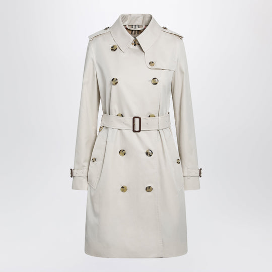 Kensington Mid-Length Tropical Gabardine Trench Coat, Beige