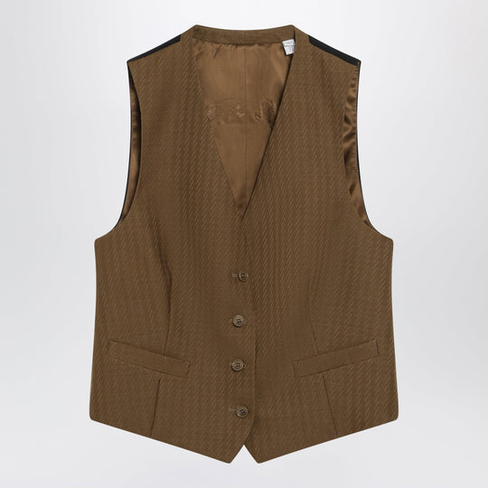 Brown Wool And Mohair Vest By Burberry