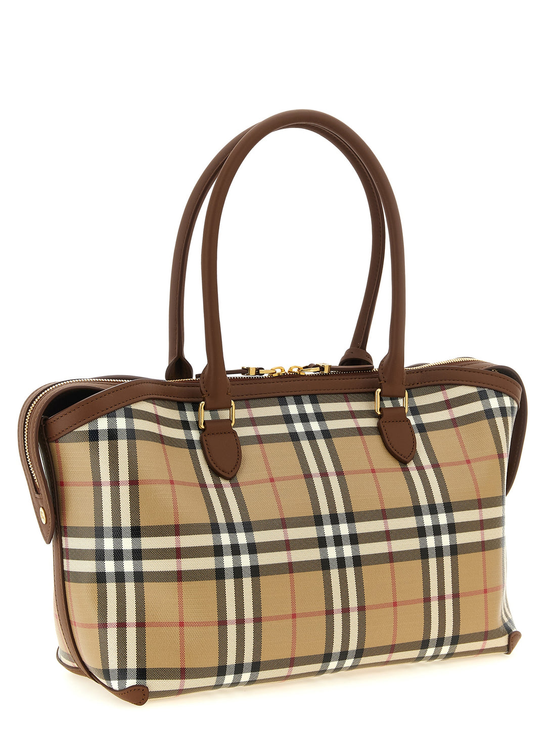 Burberry Small Check Shopping Bag Tote Bag - Beige | 5c750b754ba5c31713ba65cef171753c9aba81d9
