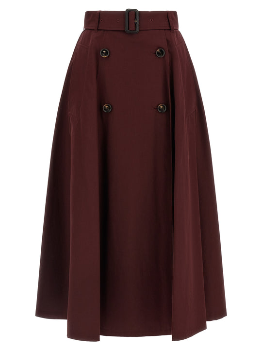 Gabardine Trench Coat Skirt Skirts Bordeaux