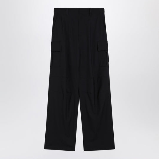 Midnight Blue Wool Cargo Trousers