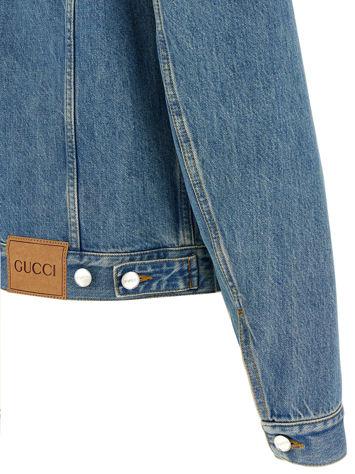 Gucci Gg Denim Jacket Puffer Jackets - Blue | 5d5ff5cad5dfa2b1a8d122609148a0f33edc0d45
