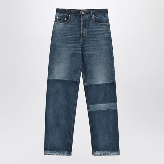 Two-Tone Wide-Leg Jeans With Stone-Washed Treatment