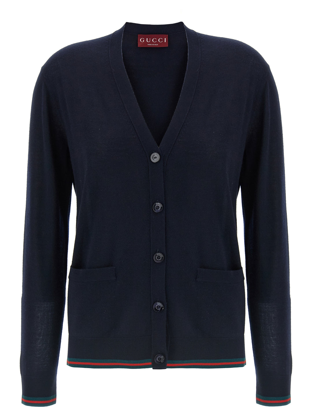 Gucci Cardigan Web Sweaters and Cardigans - Blue | 3aaad689e458a01a763bcdc74af233ea5e54e049