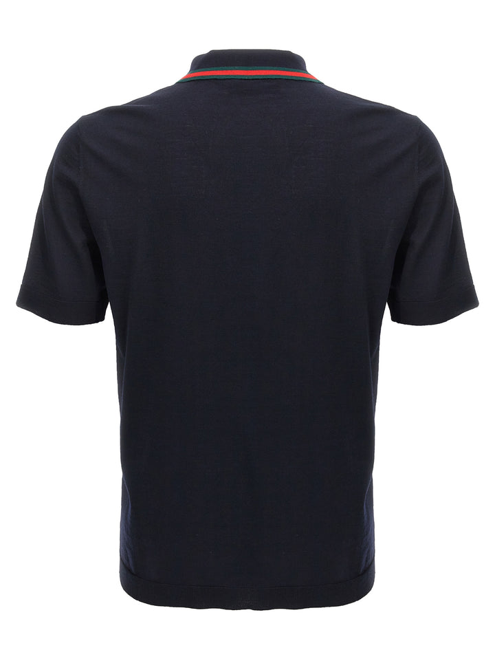 Gucci Web Ribbon  Shirt Polo - Blue | b8c72182e37834fd7844d01a830f75d6a34cbef8