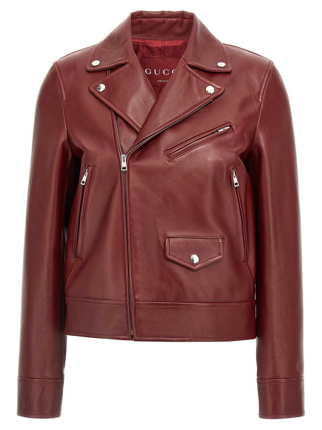 Gucci Leather Biker Jacket Puffer Jackets - Brown | d8adbf5cd09852d3a735cd42a9a2d3729a153f80