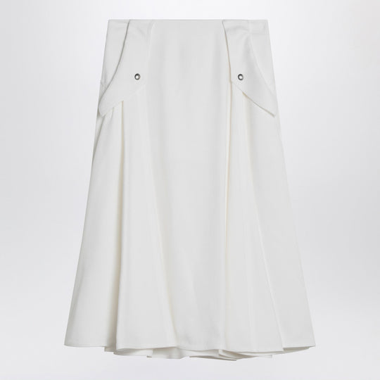 Ivory Pleated Midi Skirt