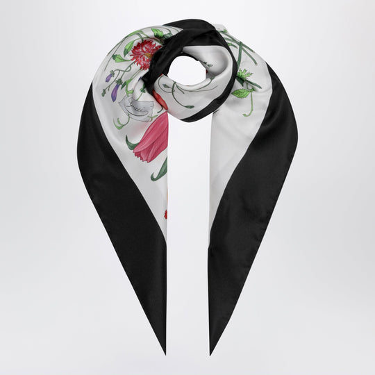 Silk Twill Scarf With Flora Print