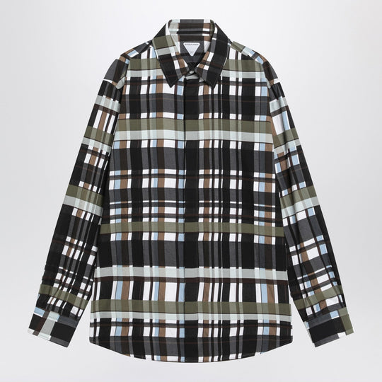 Green/Black/White Check Pattern Shirt