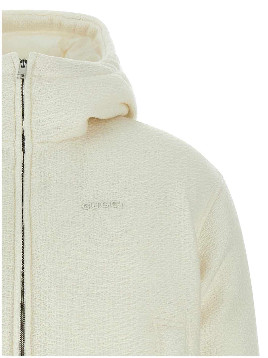 Gucci Bouclé Wool Jacket Puffer Jackets - White | 10b9003e3459caac56b538c22c3b46b20cead2fb