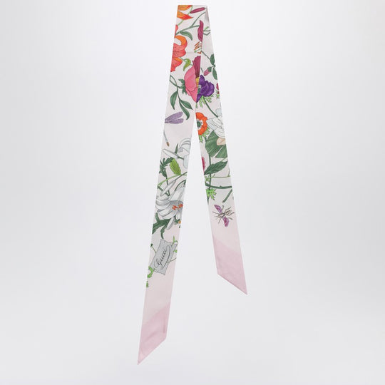 Pink Printed Slim Silk Scarf