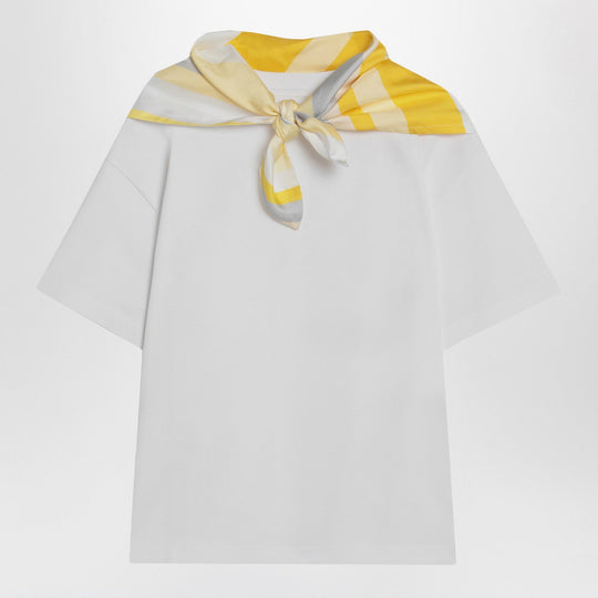 White T-Shirt With Silk Scarf