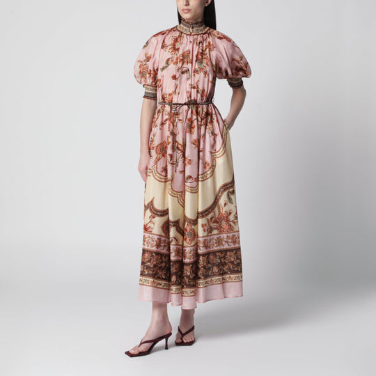 Purple Aster Puff-Sleeve Maxi Dress