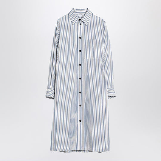 Midi Shirt Dress With Striped Pattern