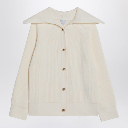 Ivory Cardigan In Ribbed Cotton