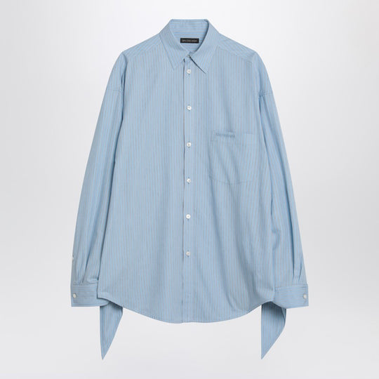 Light Blue Striped Shirt With Knotted Cuffs