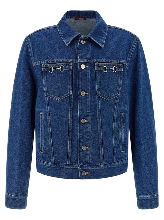 Horsebit Denim Jacket Puffer Jackets Blue