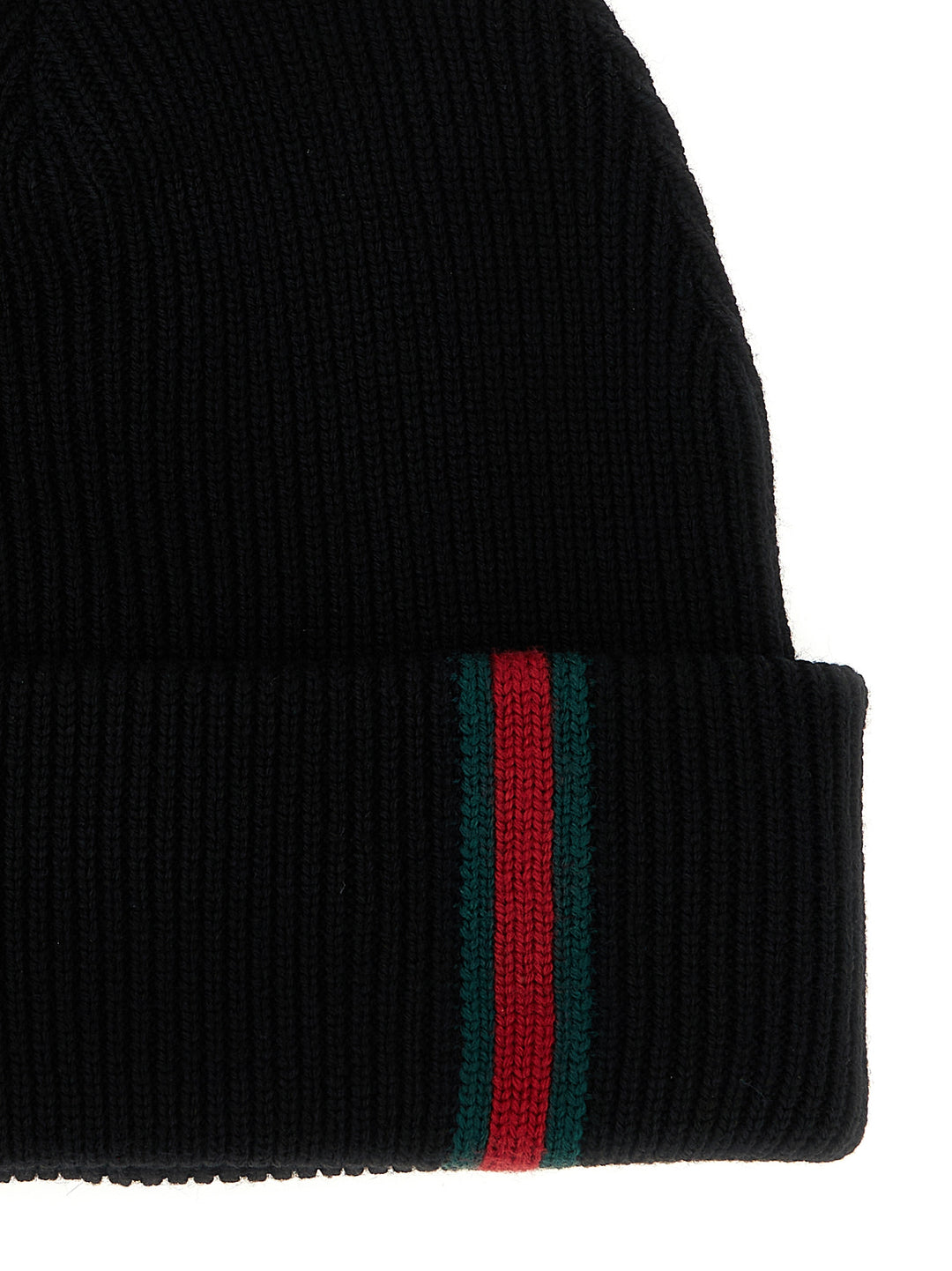 Gucci Web Detail Beanie Hats - Black | 699ee6dc890ee6aa91e4640f665ed9d6ce476b9d