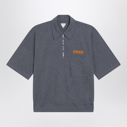 Dark Grey Polo Shirt With Intrecciato Detail