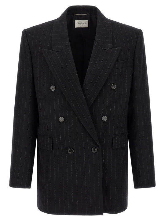 Pinstripe Blazer Black