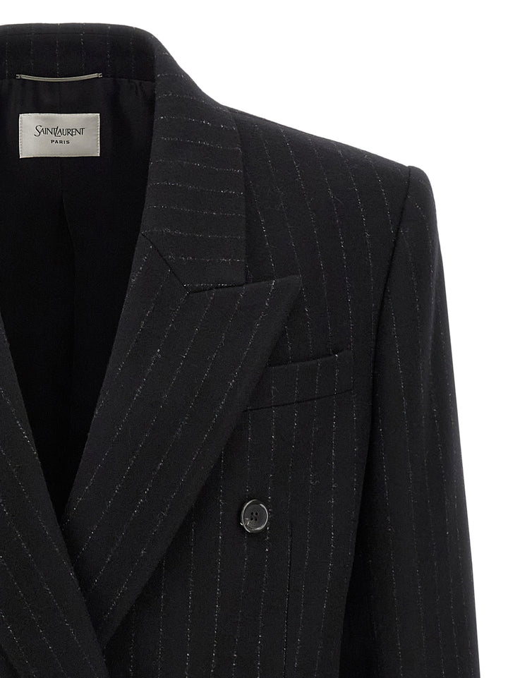 Saint Laurent Pinstripe Blazer - Black | 174da1d72bdb799d010702c110831d3c7018e7f0