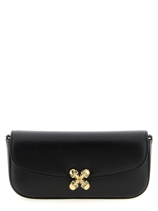 Skull Flower Crossbody Bags Black