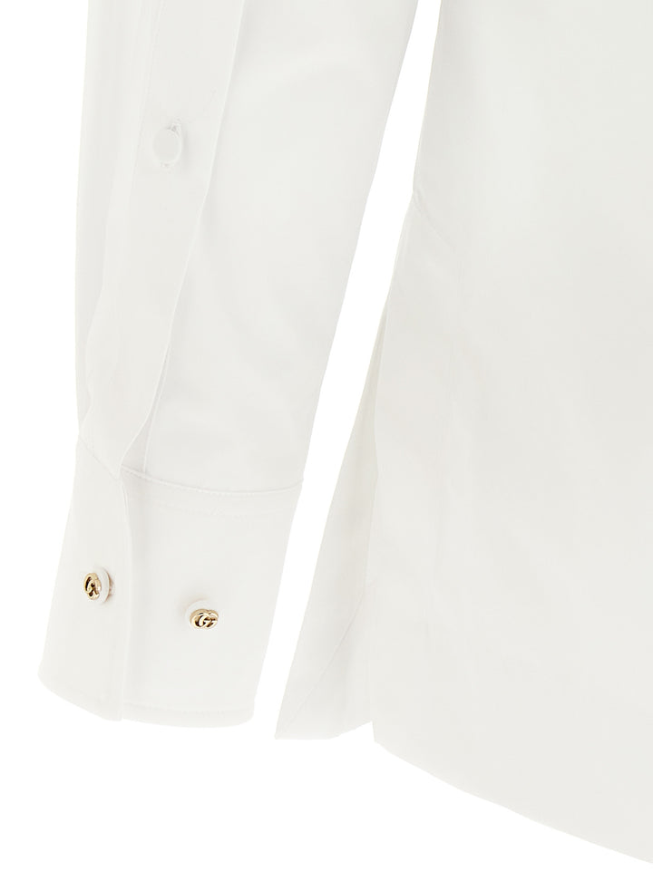 Gucci Double G Embroidery Shirt Shirt and Blouse - White | 43f6ad75c2e02fb9a4a8805b1bf246b54cdb52a2