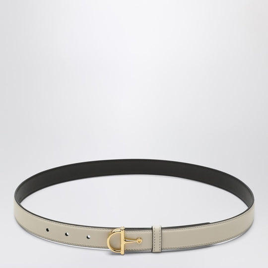 Thin Ivory Belt With Half Horsebit Buckle