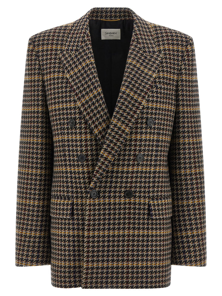 Saint Laurent Double-Breasted Houndstooth Blazer BlazerS - Multicolor | 4be940875e858225e652b0e59ea948788ddc8e7f