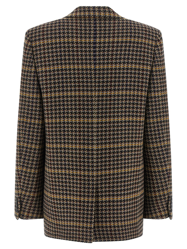 Saint Laurent Double-Breasted Houndstooth Blazer BlazerS - Multicolor | f1109c2c64273dee49f91070d750554cc3735f2d