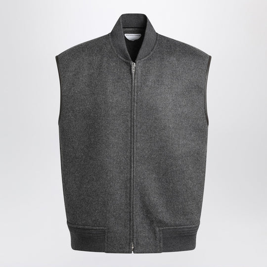 Grey Wool Zip-Up Vest
