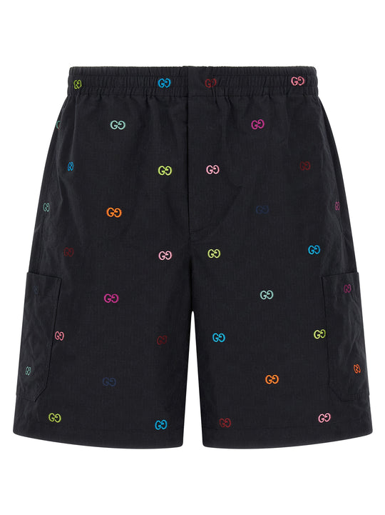 Multicolor Fil Coupé Bermuda Shorts Bermuda And Short Black