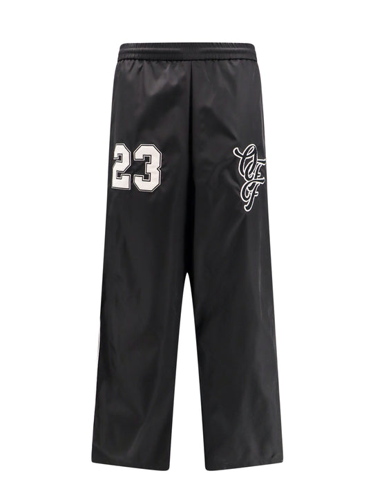 Nylon Trouser With Frontal Logo Patch