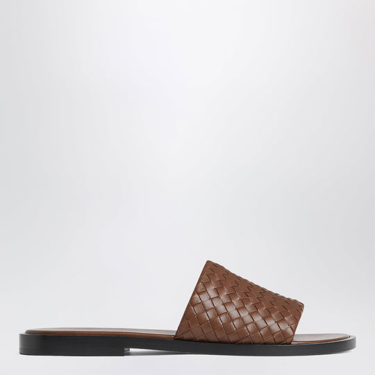Brown Elio Woven Leather Mules