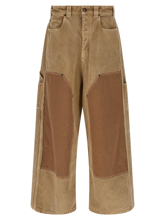 Baggy Ripped Off Jeans Beige