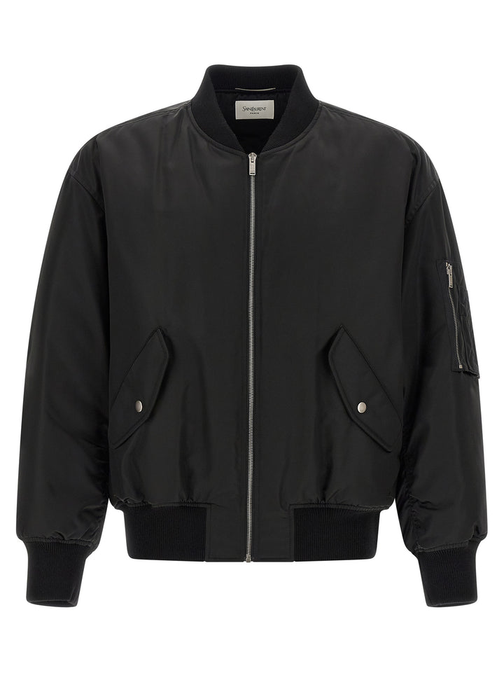 Saint Laurent Serge Bomber Jacket Puffer Jackets - Black | bdfe071cd09eb96ff7122458be9c1fe5e1bd5117