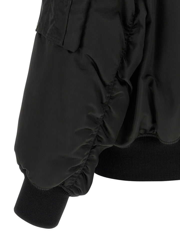 Saint Laurent Serge Bomber Jacket Puffer Jackets - Black | 932167b6352df597acbbfb1f7a18adf95b6d7599