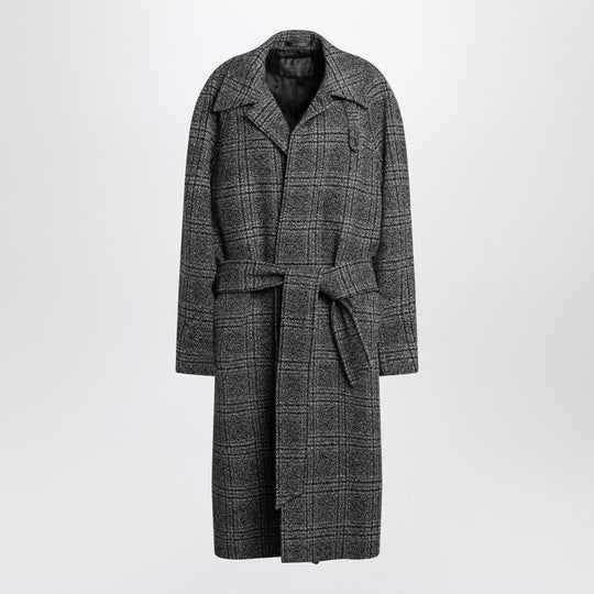 Raglan One Layer Coat In Black/Grey Check