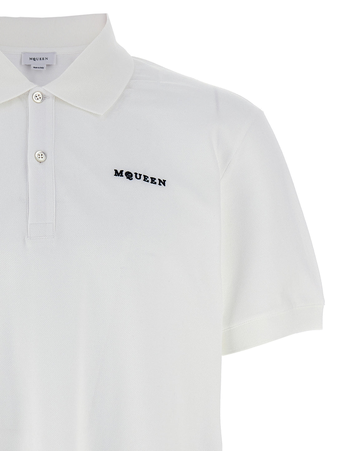 Mcqueen Logo Embroidery  Shirt Polo - White/Black | 582e767221b8cd87fda32d51680cb519dd2e2db0