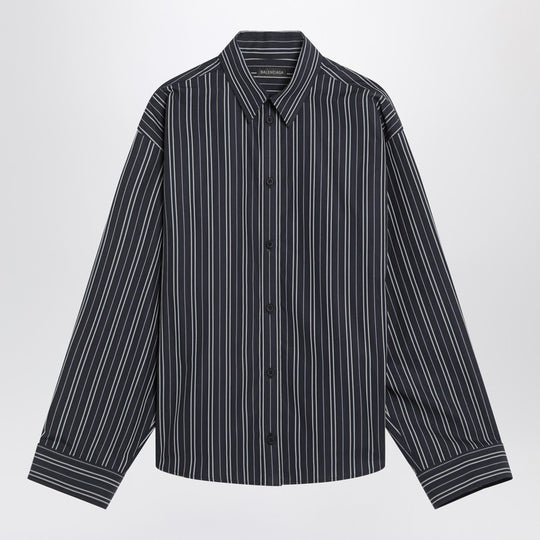 Navy Blue Striped Cotton Shirt