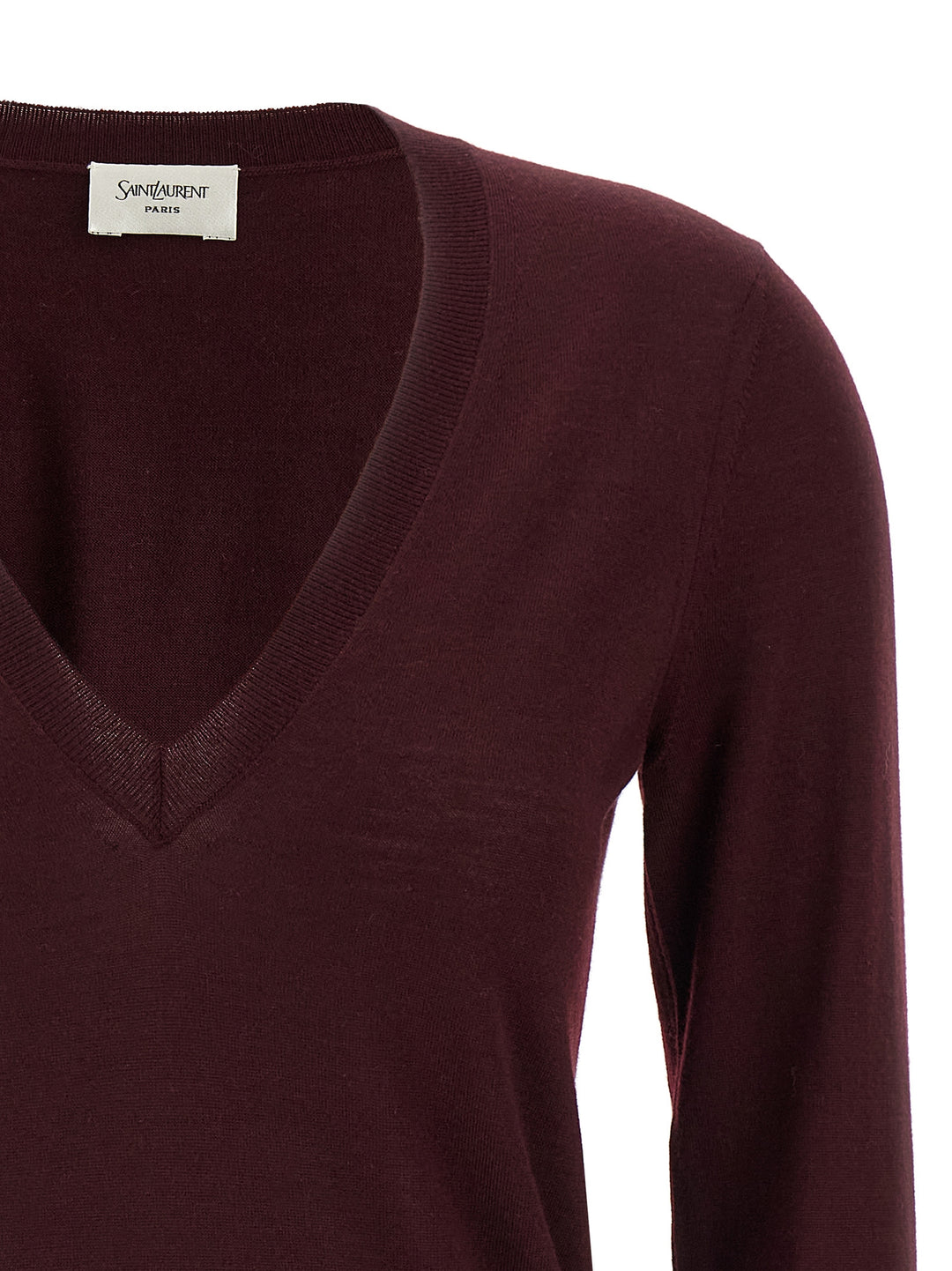 Saint Laurent Wool Sweater Sweaters and Cardigans - Bordeaux | 45015eaa857bb028ae32be2d911b454f06b28b00
