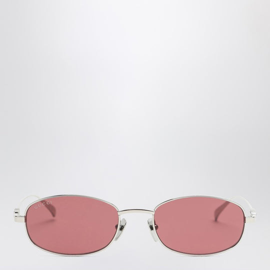 Silver/Red Oval Sunglasses