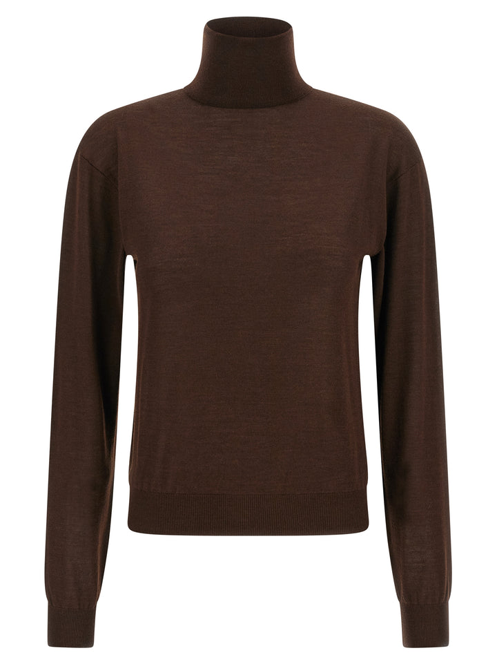 Saint Laurent Turtleneck Sweater Dropped Shoulders Sweaters and Cardigans - Brown | f05afd0a3db090e0f4dc712e574aea42951fa4c7